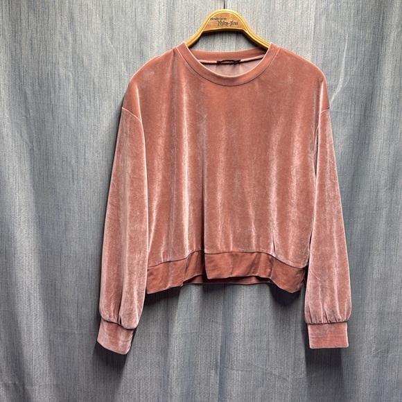 Zara Velvet like fabric Sweatshirt in Dusty Rose - Picture 2 of 5